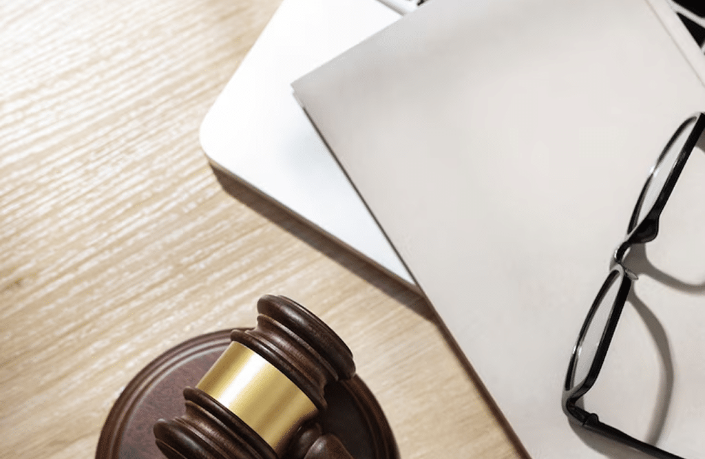 a gavel on a desk