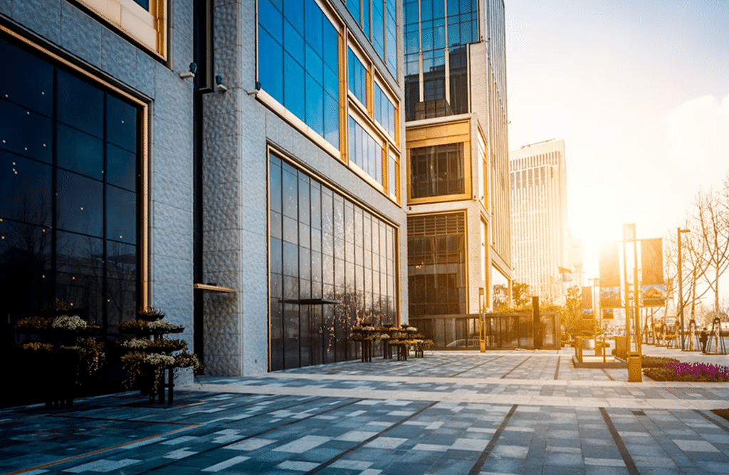 a building with glass windows